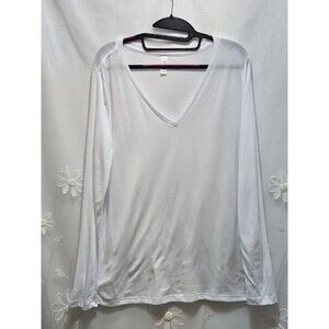 Bella Canvas Womens Large White Shirt Solid Clean Girl Plain Essential V-Neck